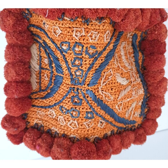Bohemian Orange and Red Pom-Pom Shoulder Bag - Picture 14 of 16